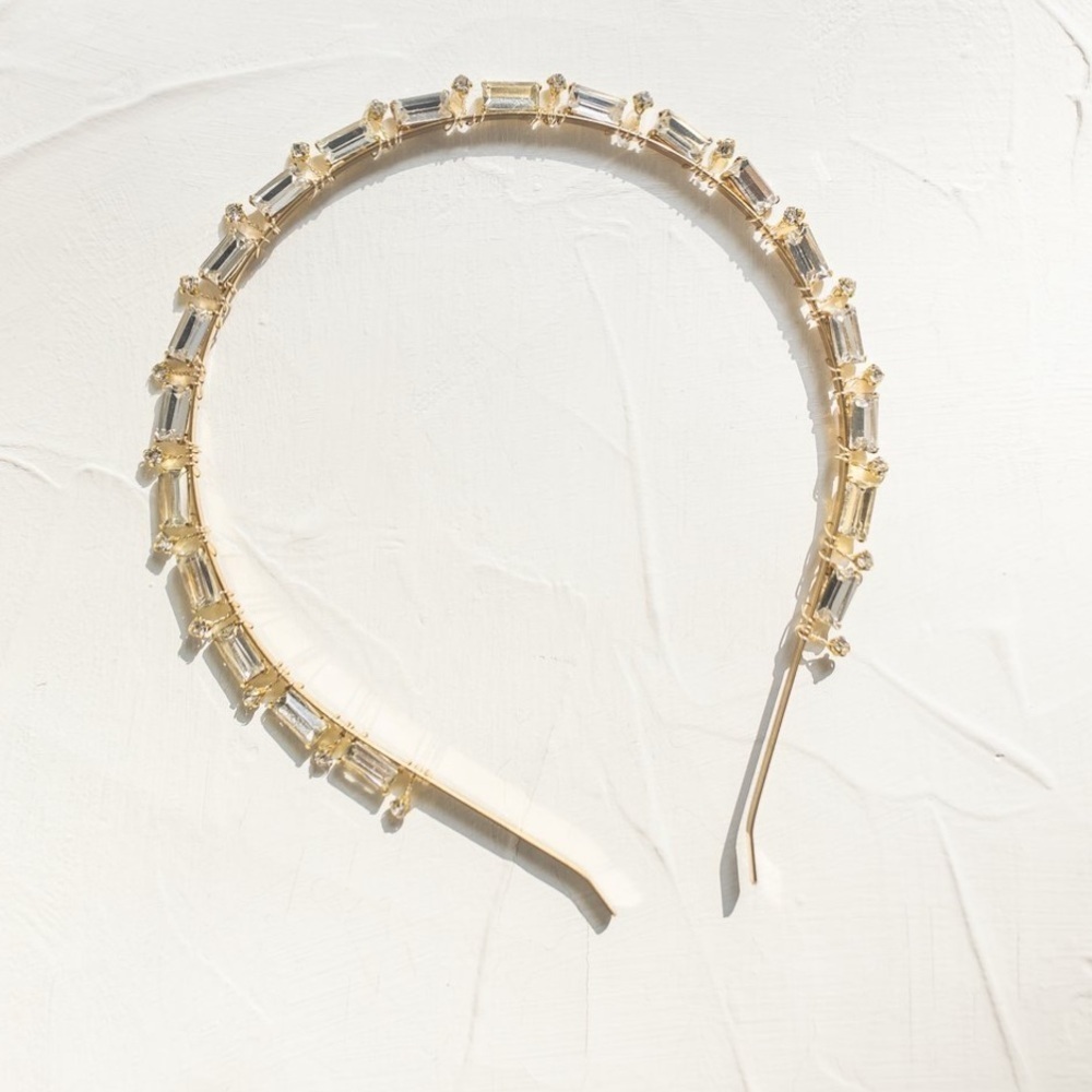 Anthropologie Emma Katzka Bridal Headband New Elegant Gold Crystal Headband